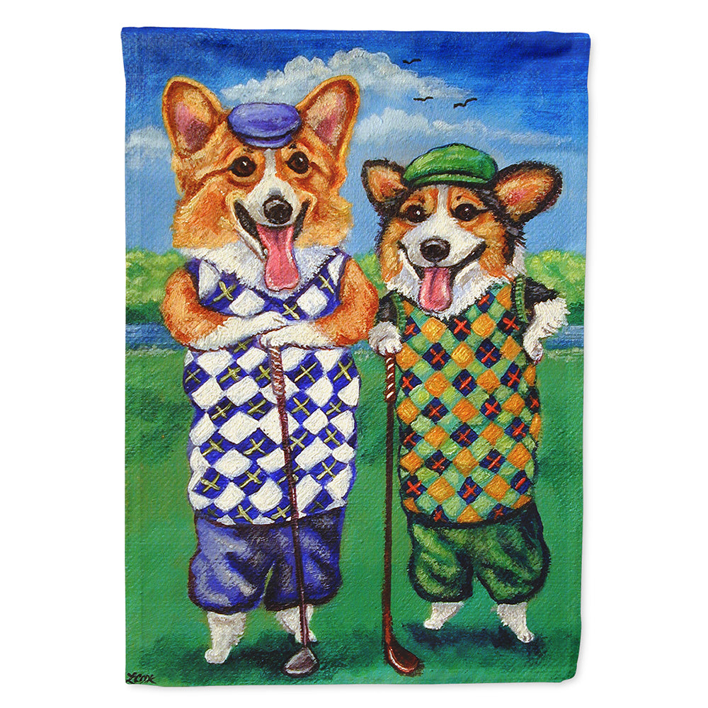 Corgi Golfers House Flag 28x40 Porch Sleeve Pole Decorative Outside Yard Banner Artwork Wall Hanging, Polyester