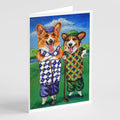 Corgi Golfers Greeting Cards Pack of 8 Blank Cards with Envelopes Whimsical A7 Size 5x7