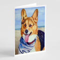 Corgi Beach Bandana Greeting Cards Pack of 8 Blank Cards with Envelopes Whimsical A7 Size 5x7