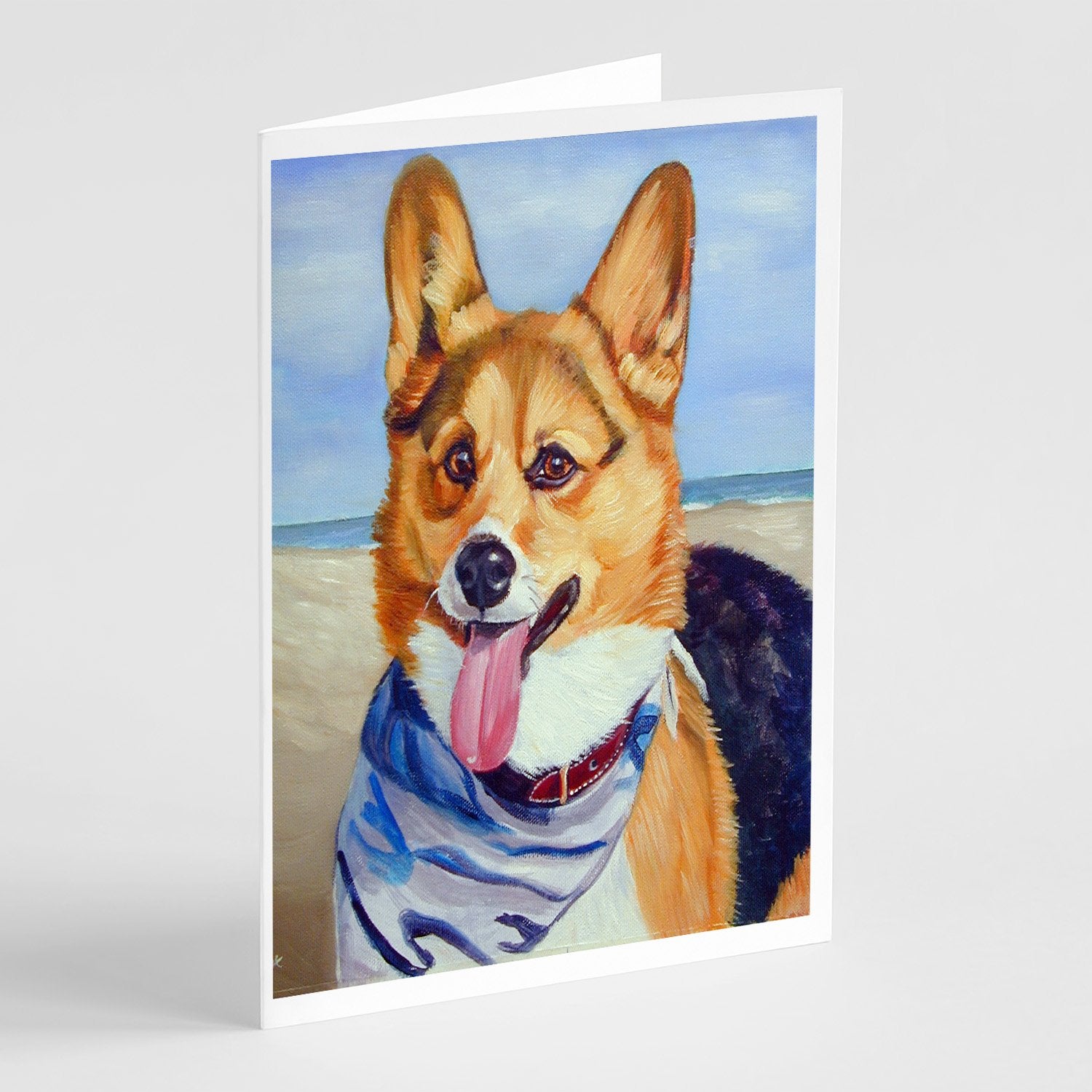 Corgi Beach Bandana Greeting Cards Pack of 8 Blank Cards with Envelopes Whimsical A7 Size 5x7
