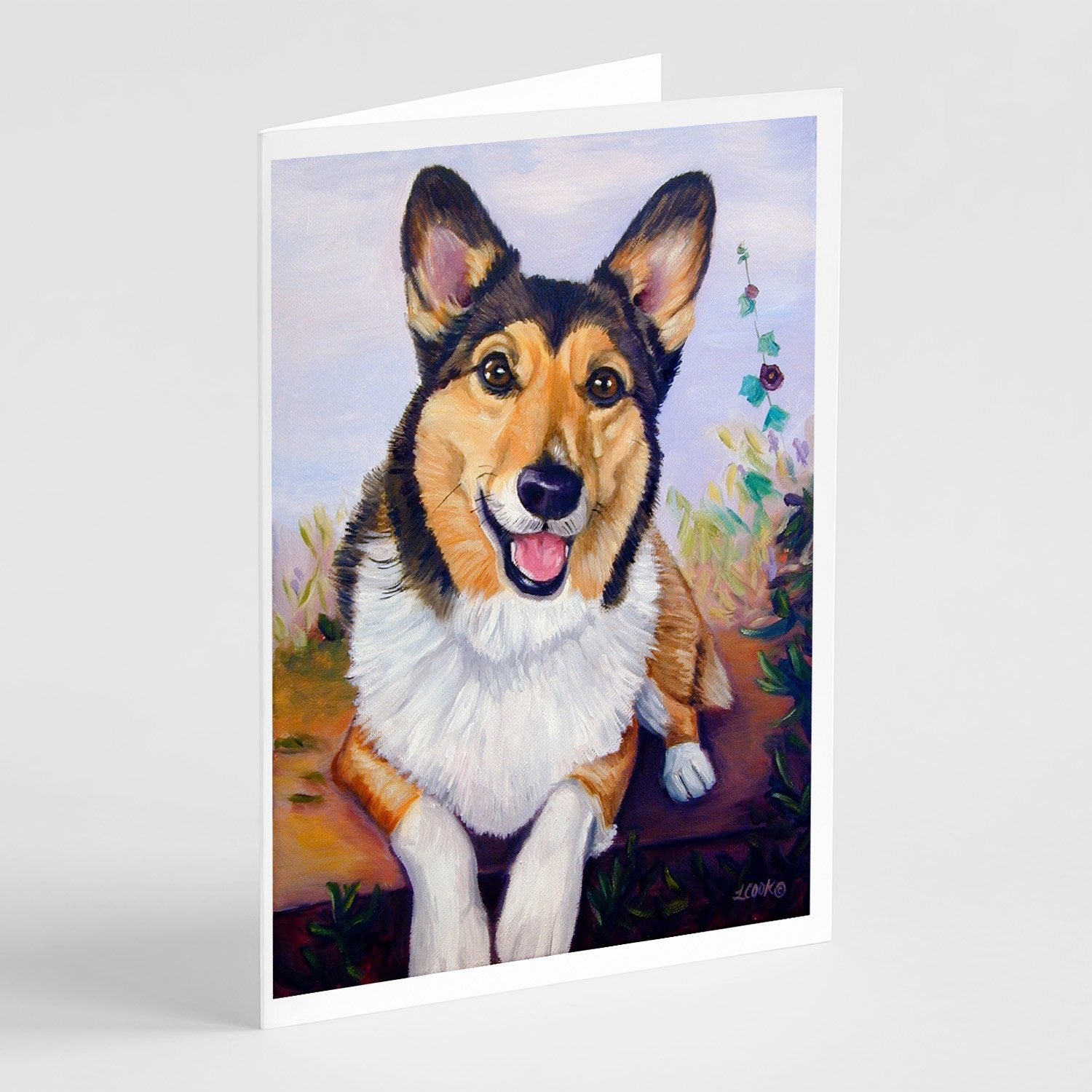 Pembroke Corgi Waiting Greeting Cards Pack of 8 Blank Cards with Envelopes Whimsical A7 Size 5x7