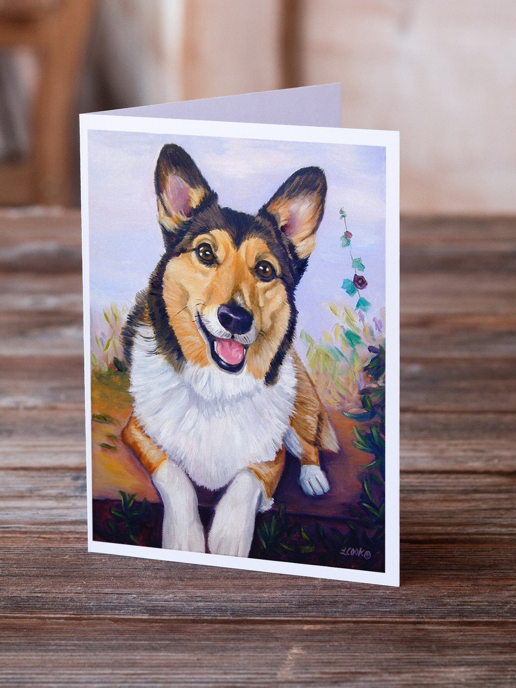 Pembroke Corgi Waiting Greeting Cards Pack of 8 Blank Cards with Envelopes Whimsical A7 Size 5x7