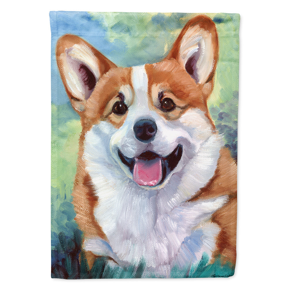 Pembroke Corgi Happy Face House Flag 28x40 Porch Sleeve Pole Decorative Outside Yard Banner Artwork Wall Hanging, Polyester