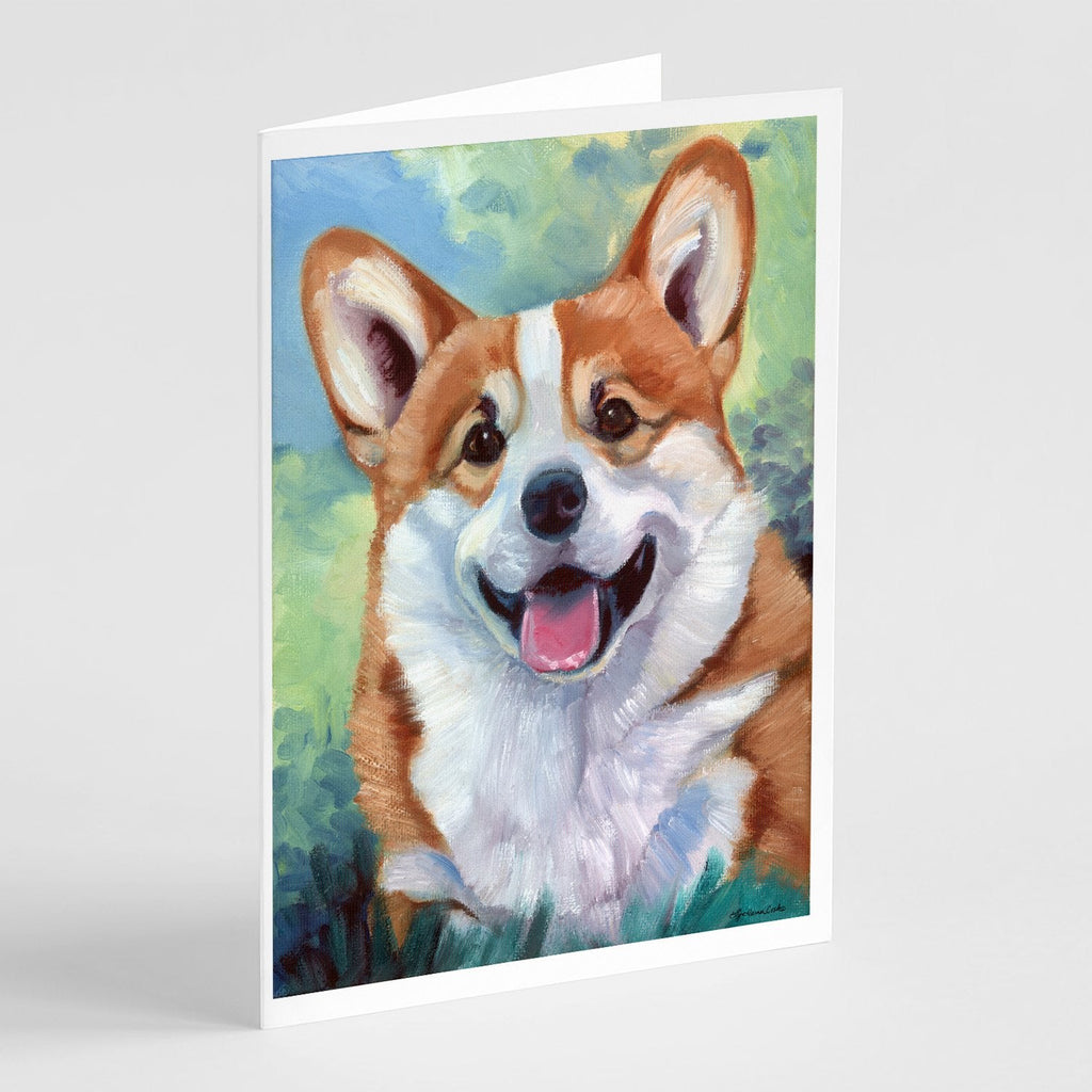 Pembroke Corgi Happy Face Greeting Cards Pack of 8 Blank Cards with Envelopes Whimsical A7 Size 5x7