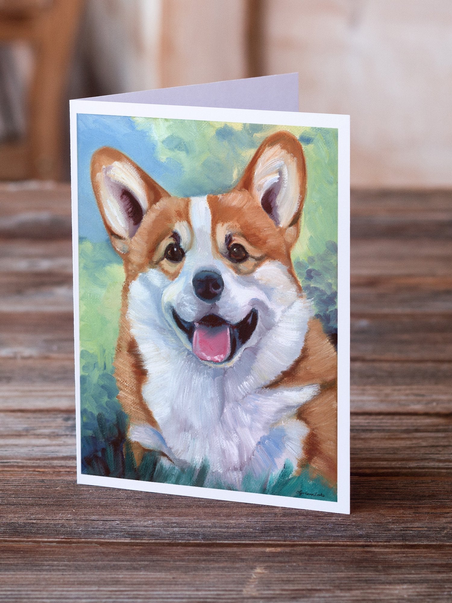 Pembroke Corgi Happy Face Greeting Cards Pack of 8 Blank Cards with Envelopes Whimsical A7 Size 5x7