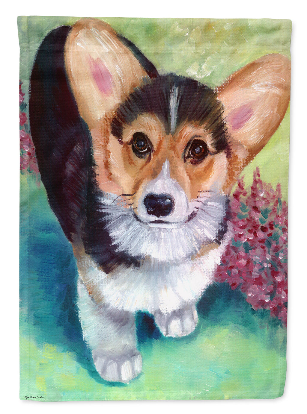 Pembroke Corgi Puppy House Flag 28x40 Porch Sleeve Pole Decorative Outside Yard Banner Artwork Wall Hanging, Polyester