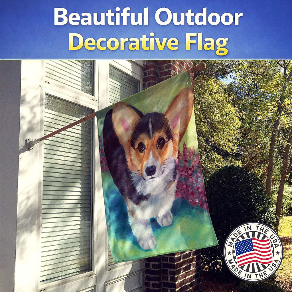 Pembroke Corgi Puppy House Flag 28x40 Porch Sleeve Pole Decorative Outside Yard Banner Artwork Wall Hanging, Polyester