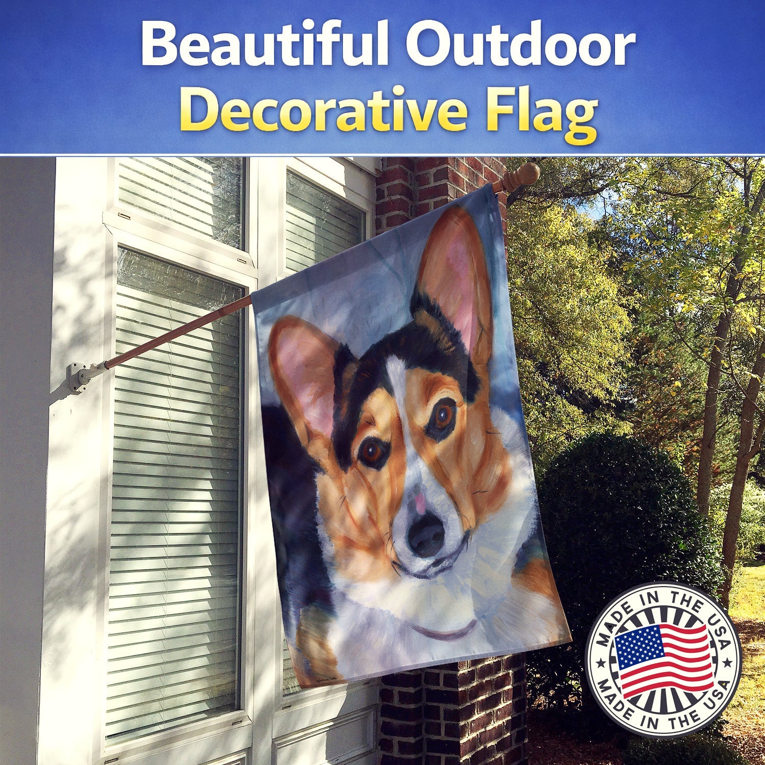 Pembroke Corgi Seriously House Flag 28x40 Porch Sleeve Pole Decorative Outside Yard Banner Artwork Wall Hanging, Polyester