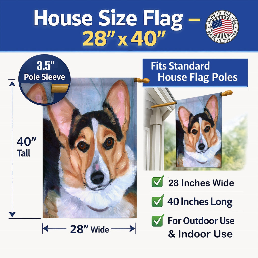 Pembroke Corgi Seriously House Flag 28x40 Porch Sleeve Pole Decorative Outside Yard Banner Artwork Wall Hanging, Polyester