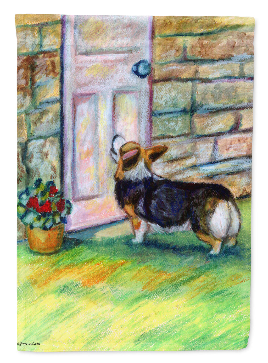 Let me in Corgi House Flag 28x40 Porch Sleeve Pole Decorative Outside Yard Banner Artwork Wall Hanging, Polyester