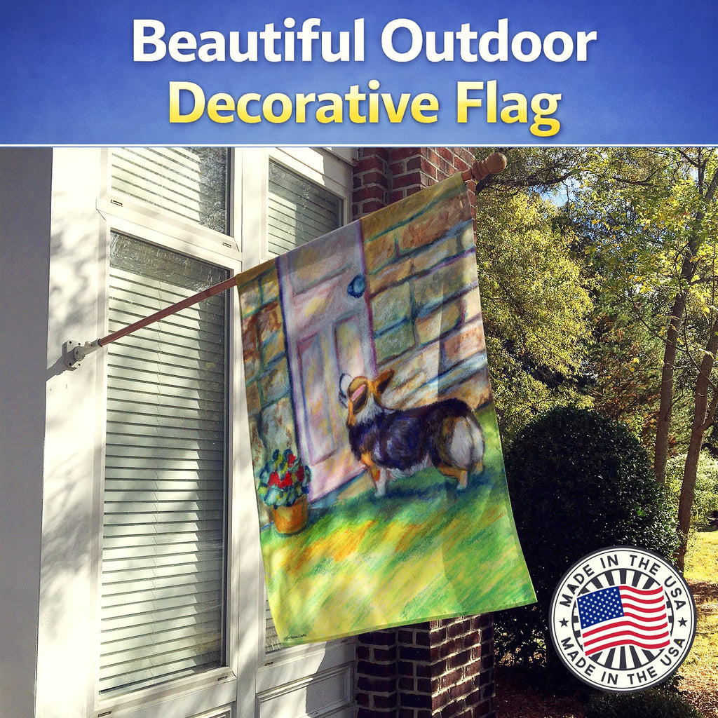 Let me in Corgi House Flag 28x40 Porch Sleeve Pole Decorative Outside Yard Banner Artwork Wall Hanging, Polyester