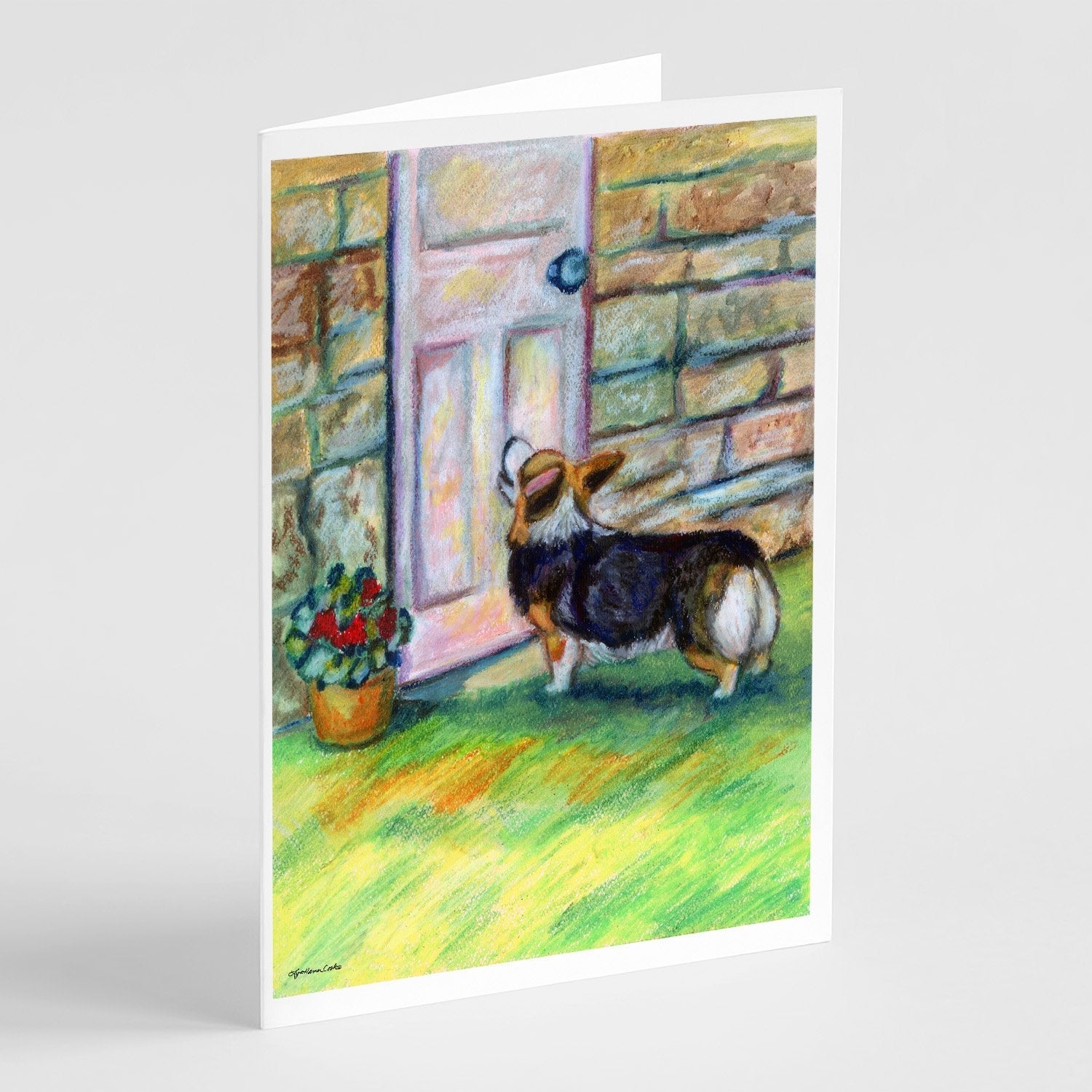 Let me in Corgi Greeting Cards Pack of 8 Blank Cards with Envelopes Whimsical A7 Size 5x7