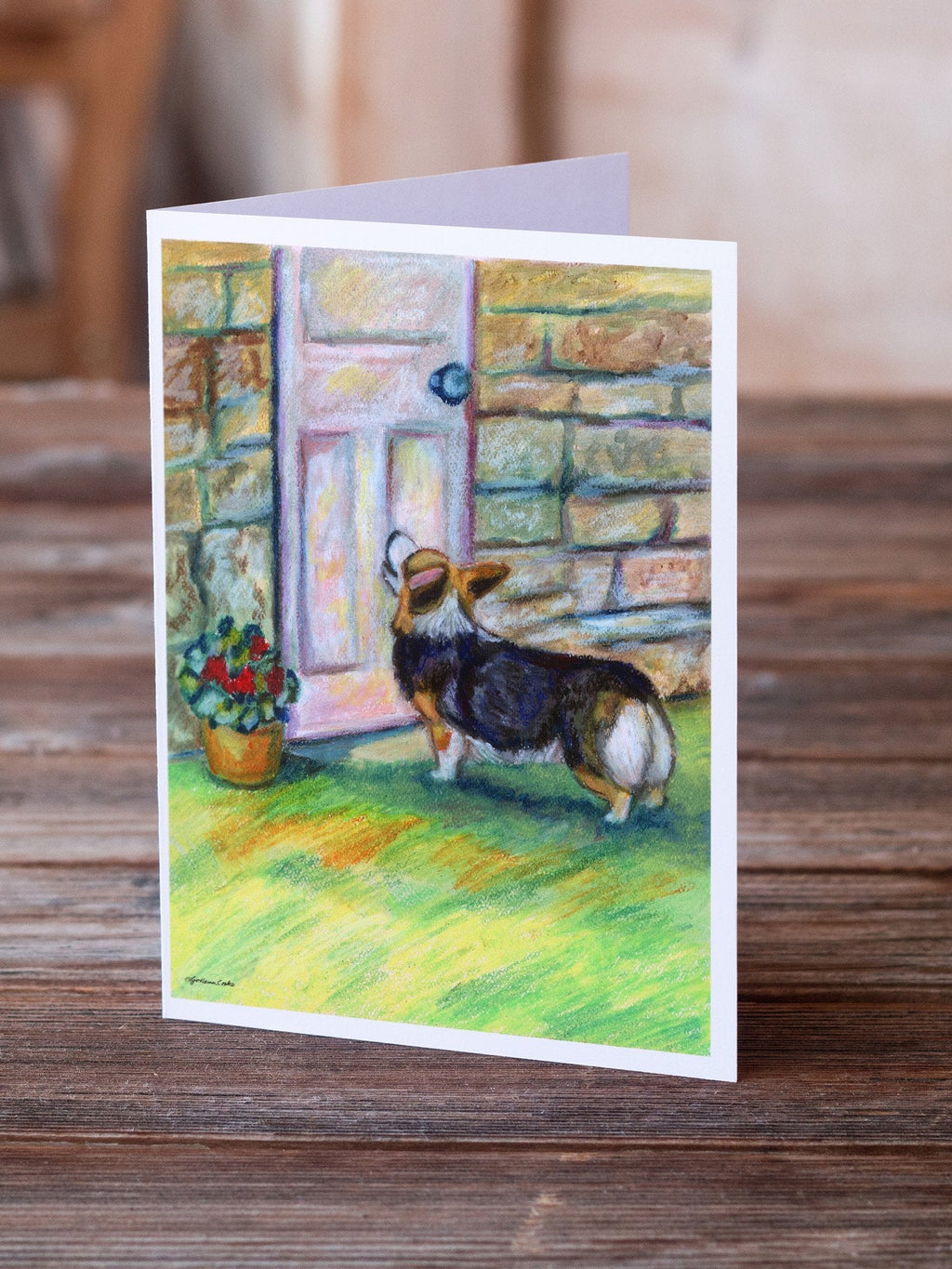 Let me in Corgi Greeting Cards Pack of 8 Blank Cards with Envelopes Whimsical A7 Size 5x7