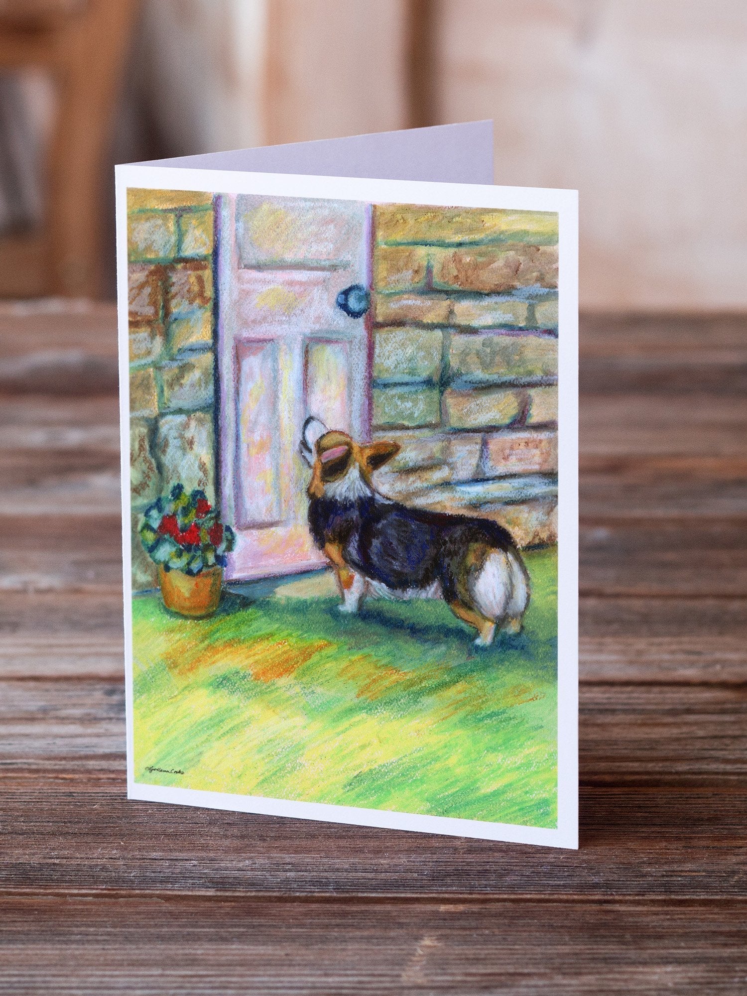 Let me in Corgi Greeting Cards Pack of 8 Blank Cards with Envelopes Whimsical A7 Size 5x7
