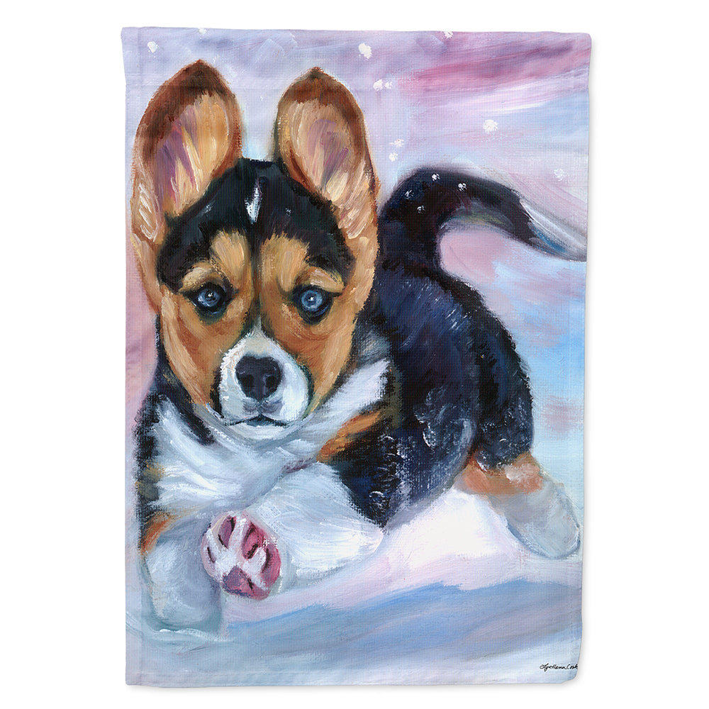 Puppy Chase Corgi House Flag 28x40 Porch Sleeve Pole Decorative Outside Yard Banner Artwork Wall Hanging, Polyester