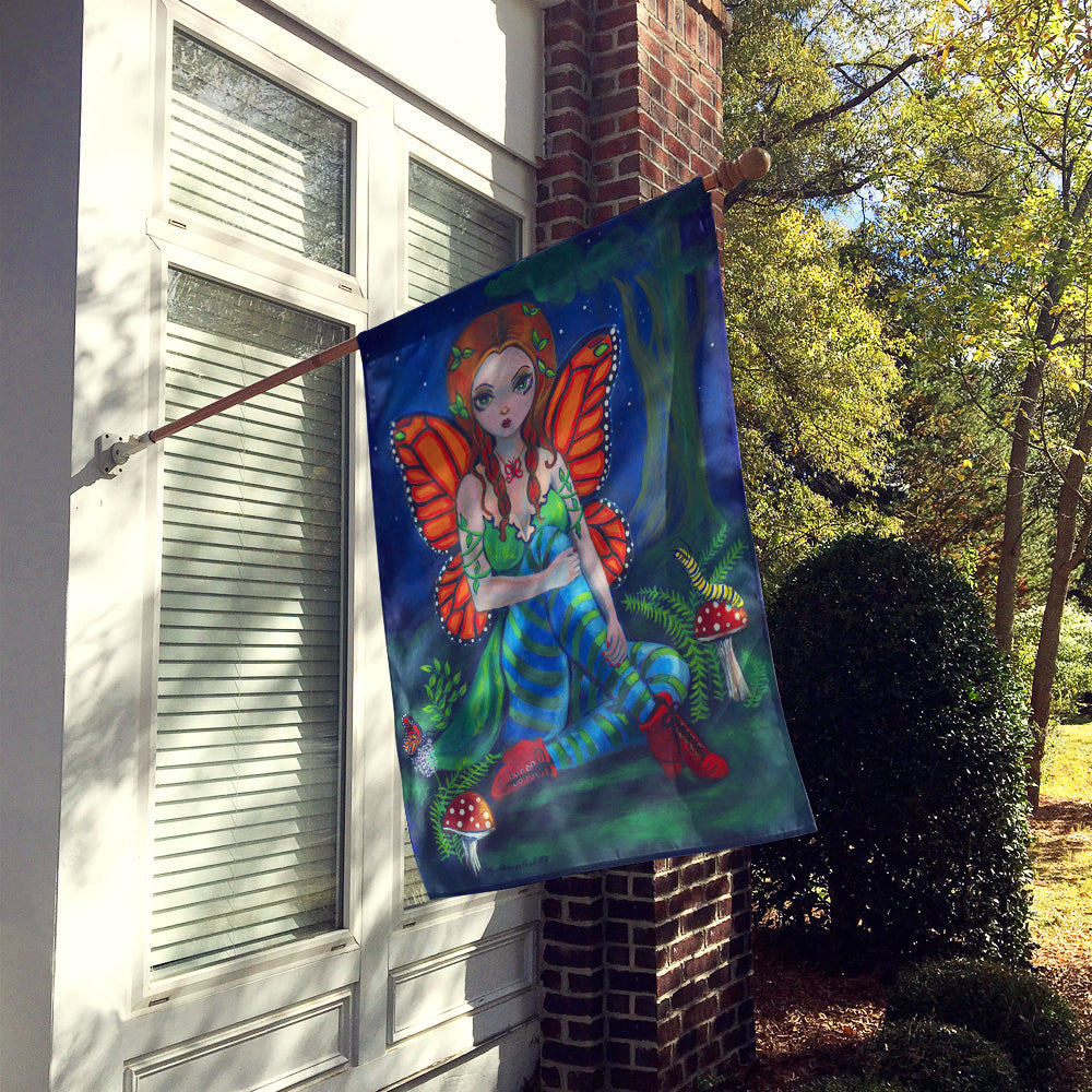 Fairy Monarch House Flag 28x40 Porch Sleeve Pole Decorative Outside Yard Banner Artwork Wall Hanging, Polyester