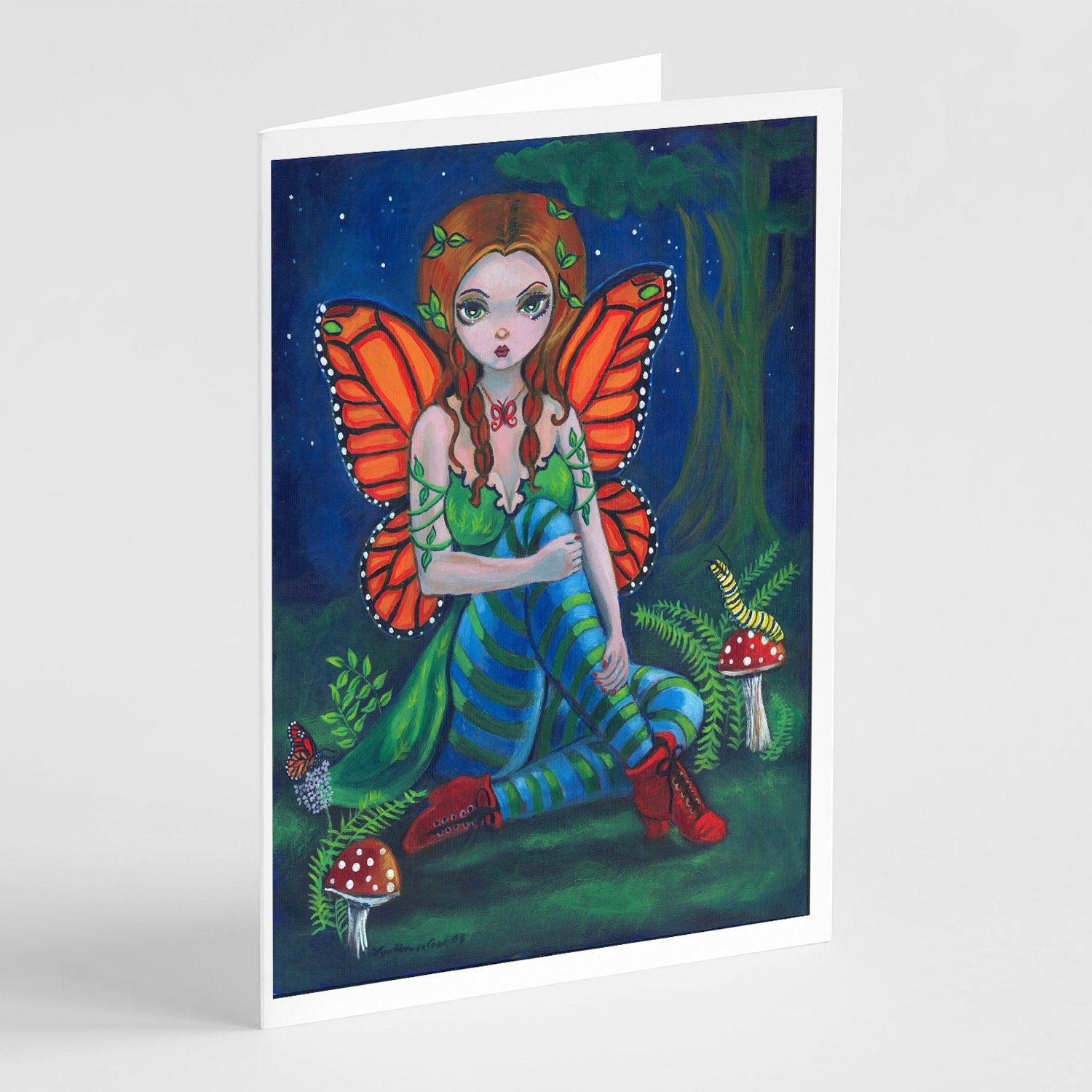 Fairy Monarch Greeting Cards Pack of 8 Blank Cards with Envelopes Whimsical A7 Size 5x7