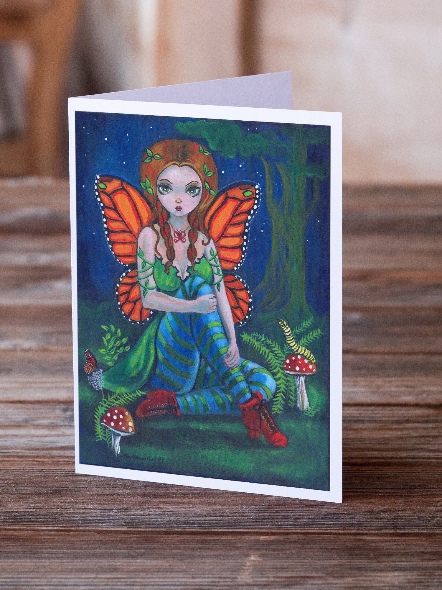 Fairy Monarch Greeting Cards Pack of 8 Blank Cards with Envelopes Whimsical A7 Size 5x7