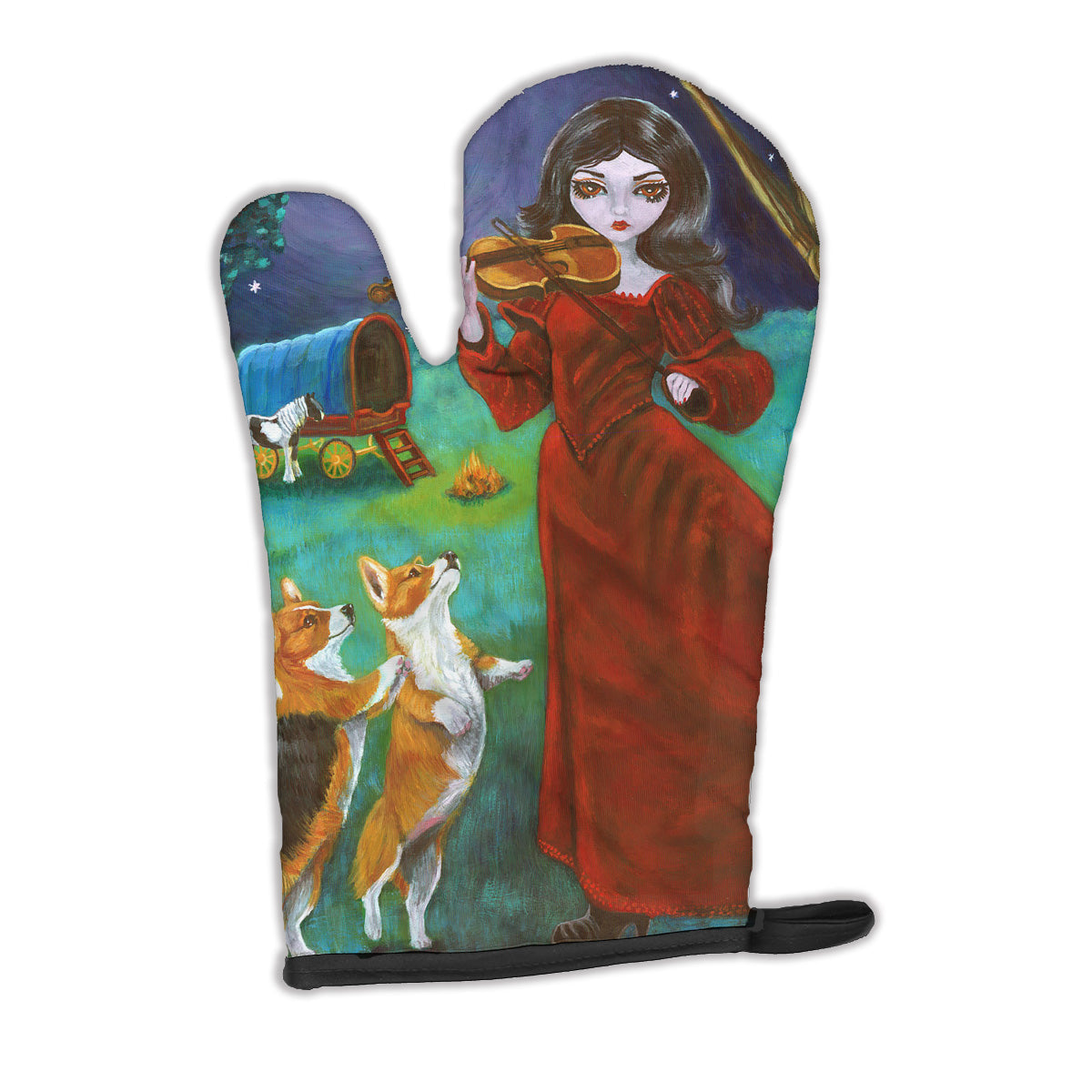 Fairy Moon Dance with Corgi Oven Mitt Heat Resistant Thick Oven Mitt for Hot Pans and Oven, Kitchen Mitt Protect Hands, Cooking Baking Glove