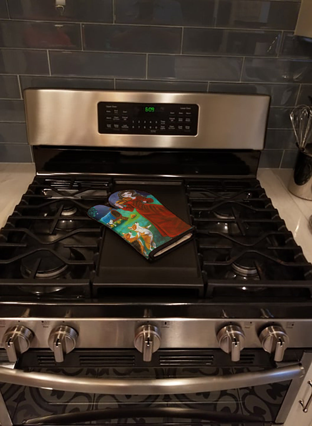 Fairy Moon Dance with Corgi Oven Mitt Heat Resistant Thick Oven Mitt for Hot Pans and Oven, Kitchen Mitt Protect Hands, Cooking Baking Glove
