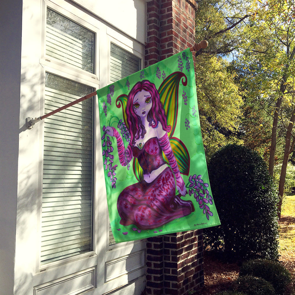 Fairy Lady Wisteria House Flag 28x40 Porch Sleeve Pole Decorative Outside Yard Banner Artwork Wall Hanging, Polyester
