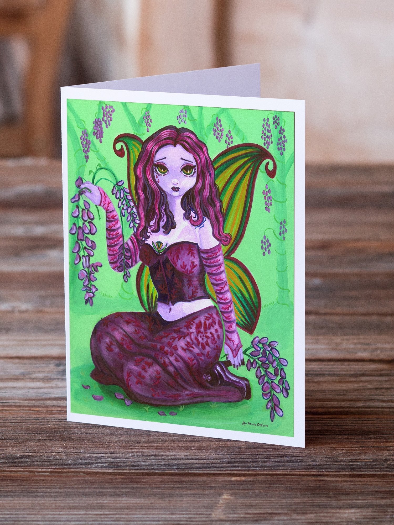 Fairy Lady Wisteria Greeting Cards Pack of 8 Blank Cards with Envelopes Whimsical A7 Size 5x7