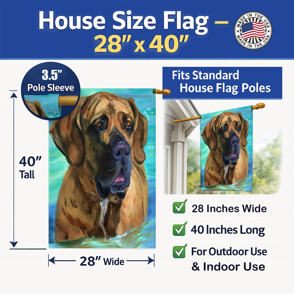 Fila Brasilerio House Flag 28x40 Porch Sleeve Pole Decorative Outside Yard Banner Artwork Wall Hanging, Polyester