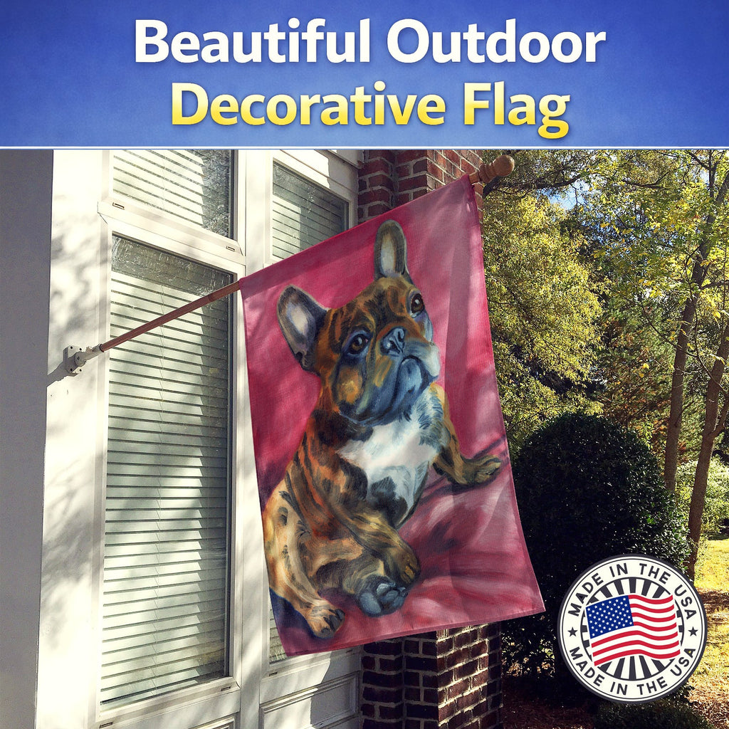 French Bulldog Snuggle House Flag 28x40 Porch Sleeve Pole Decorative Outside Yard Banner Artwork Wall Hanging, Polyester