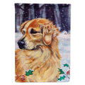 Golden Retriver Holly House Flag 28x40 Porch Sleeve Pole Decorative Outside Yard Banner Artwork Wall Hanging, Polyester