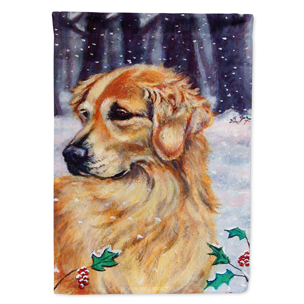 Golden Retriver Holly House Flag 28x40 Porch Sleeve Pole Decorative Outside Yard Banner Artwork Wall Hanging, Polyester