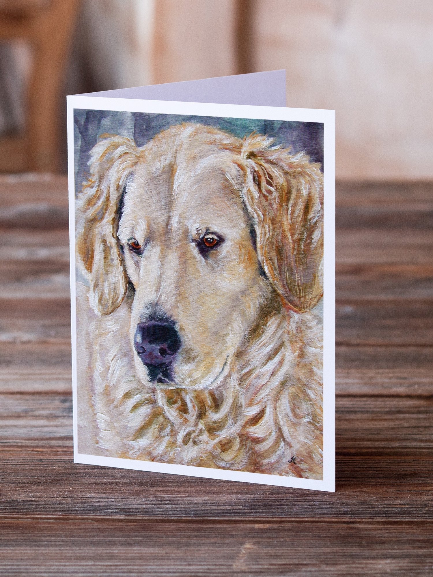 Golden Retriver Contemplation Greeting Cards Pack of 8 Blank Cards with Envelopes Whimsical A7 Size 5x7