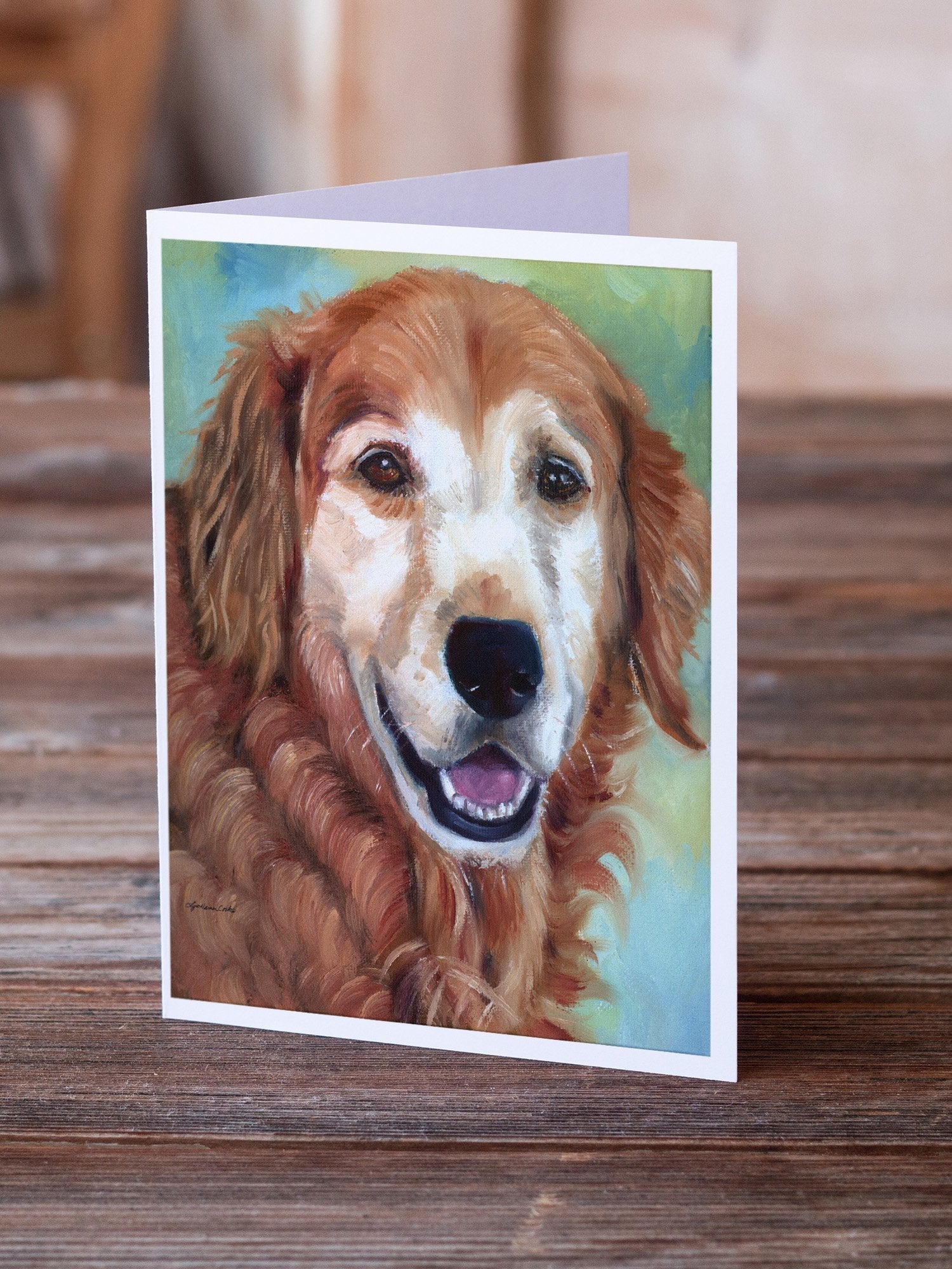 Golden Retriver Good Boy Greeting Cards Pack of 8 Blank Cards with Envelopes Whimsical A7 Size 5x7