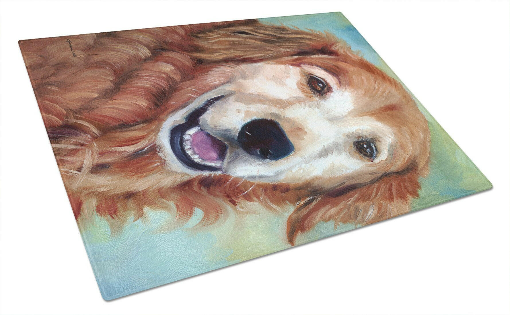 Golden Retriver Good Boy Cutting Board Tempered Glass Kitchen Cutting Surface, Heat Resistant Chopping, Non-Slip Feet, Food Prep & Serving