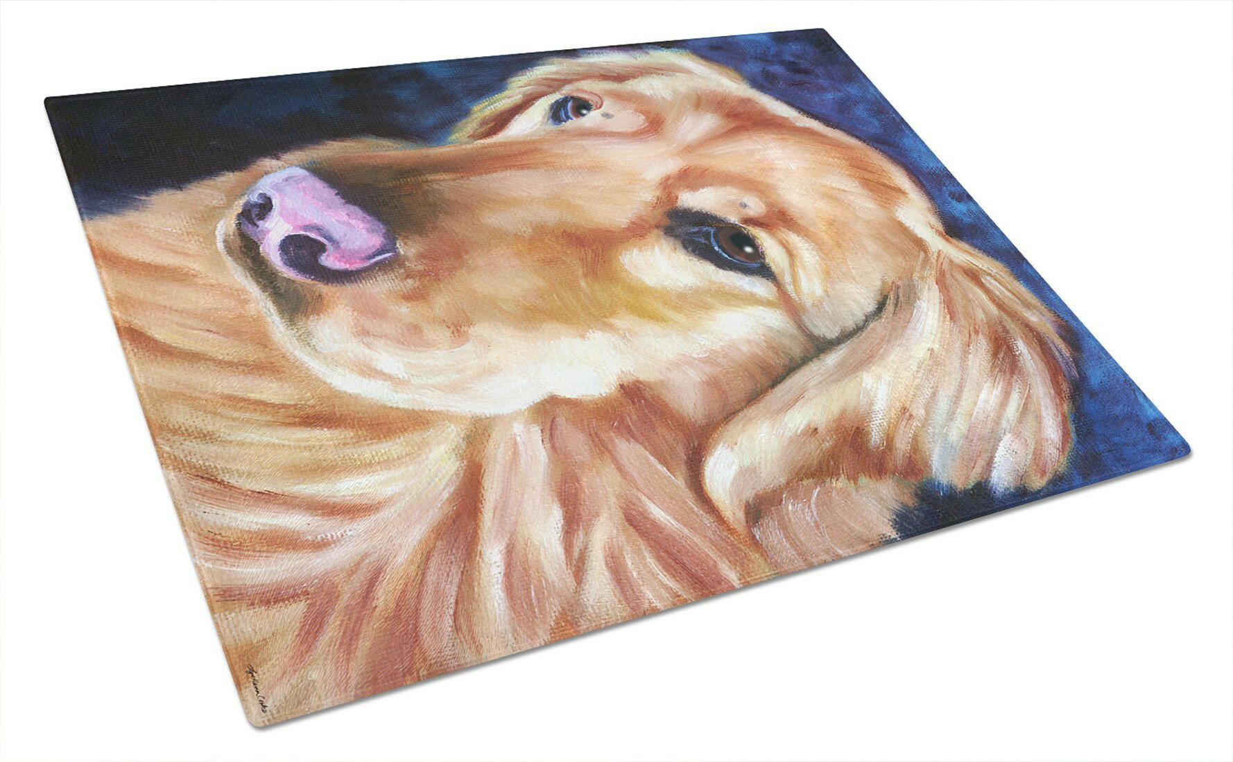 Golden Retriver Huh Cutting Board Tempered Glass Kitchen Cutting Surface, Heat Resistant Chopping, Non-Slip Feet, Food Prep & Serving