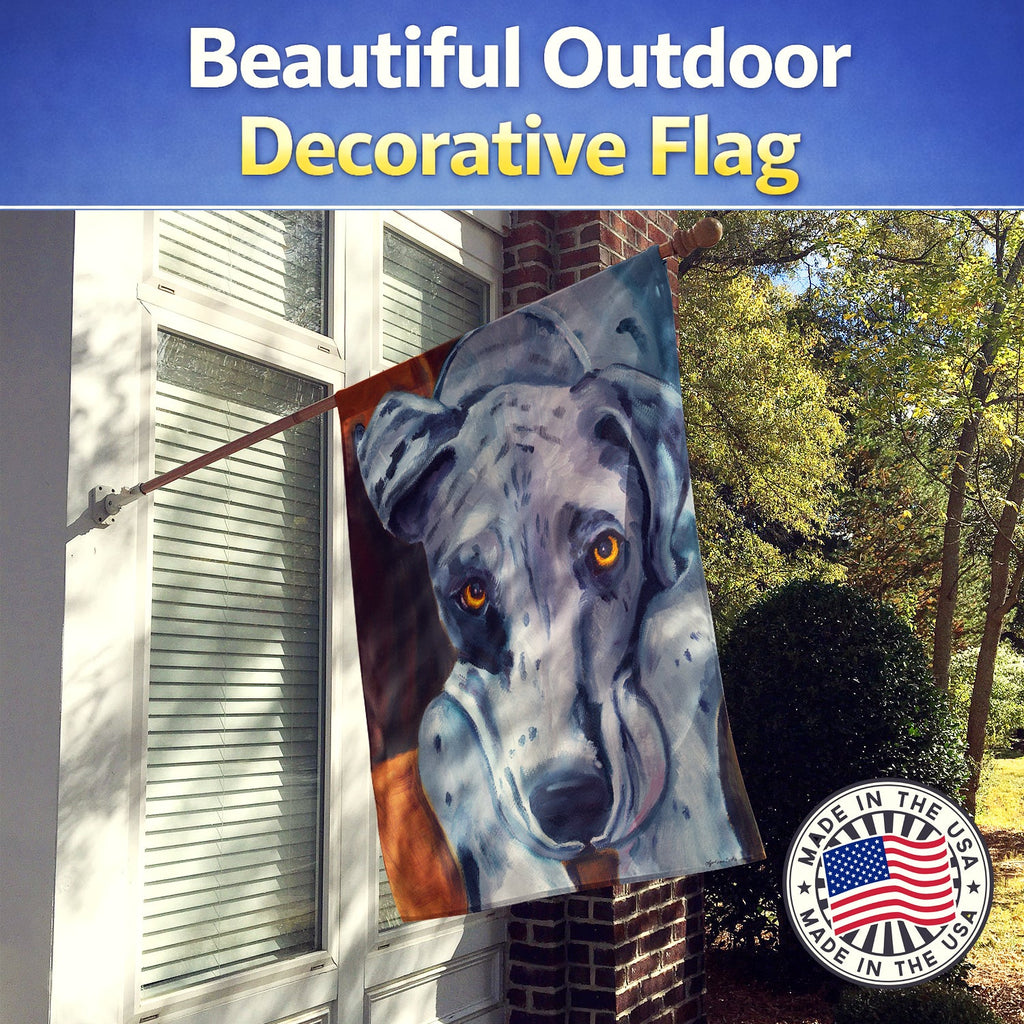 Great Dane Waiting Patiently House Flag 28x40 Porch Sleeve Pole Decorative Outside Yard Banner Artwork Wall Hanging, Polyester