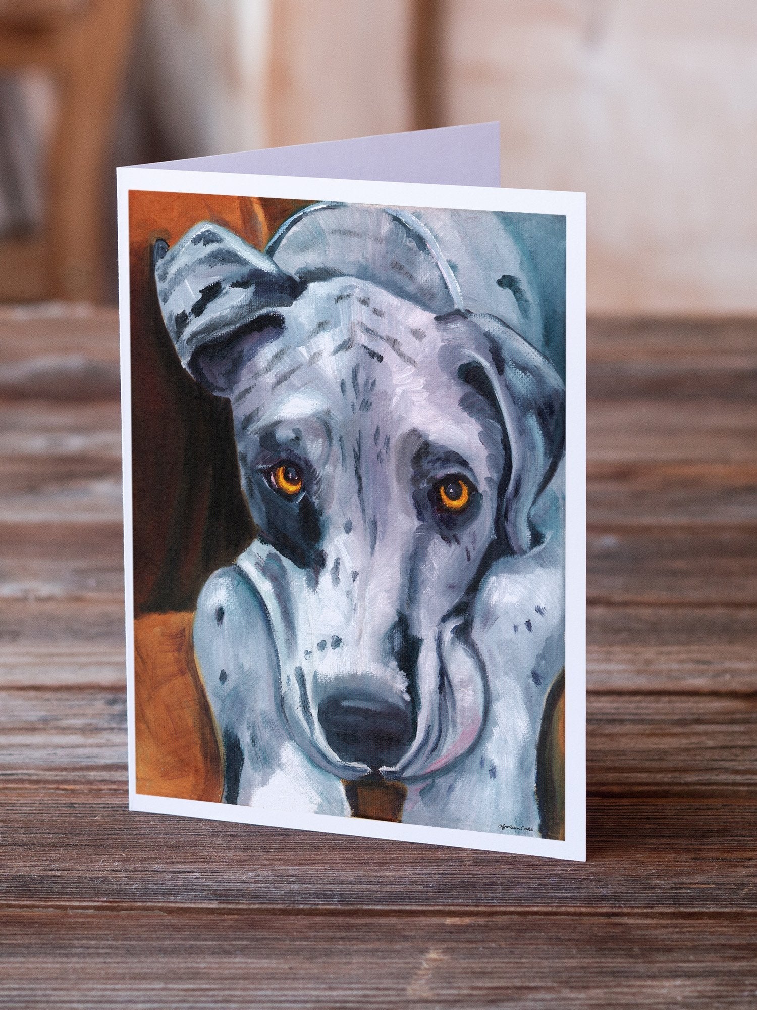 Great Dane Waiting Patiently Greeting Cards Pack of 8 Blank Cards with Envelopes Whimsical A7 Size 5x7