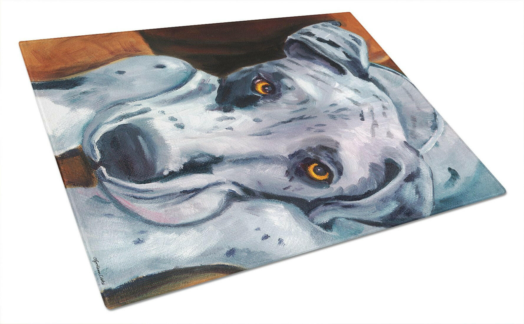 Great Dane Waiting Patiently Cutting Board Tempered Glass Kitchen Cutting Surface, Heat Resistant Chopping, Non-Slip Feet, Food Prep & Serving