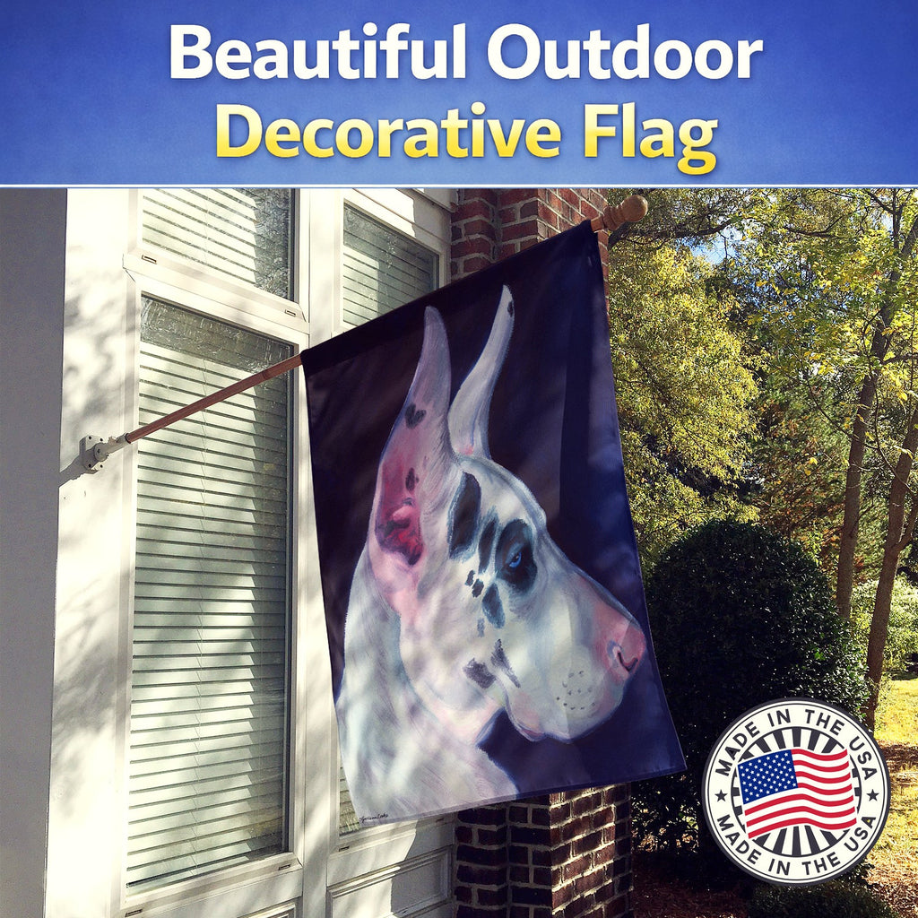 Great Dane Harlequin House Flag 28x40 Porch Sleeve Pole Decorative Outside Yard Banner Artwork Wall Hanging, Polyester