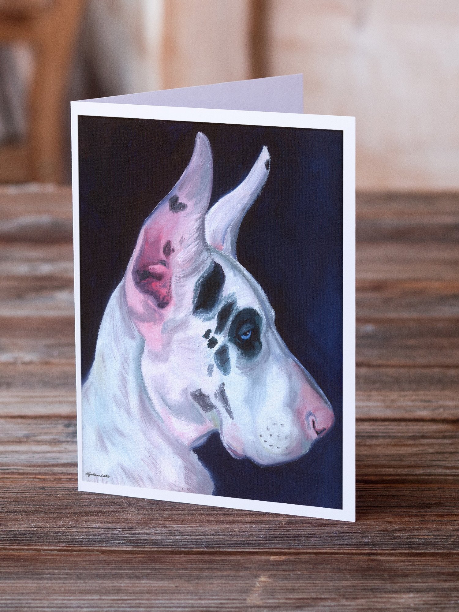 Great Dane Harlequin Greeting Cards Pack of 8 Blank Cards with Envelopes Whimsical A7 Size 5x7