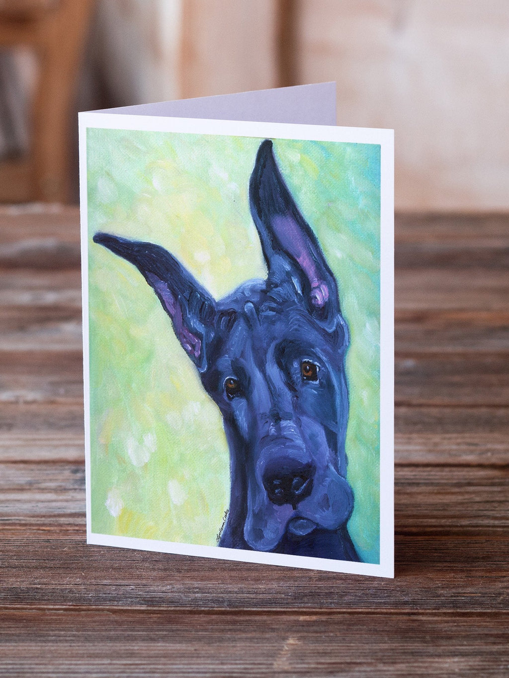 Great Dane Midnight Puppy Greeting Cards Pack of 8 Blank Cards with Envelopes Whimsical A7 Size 5x7