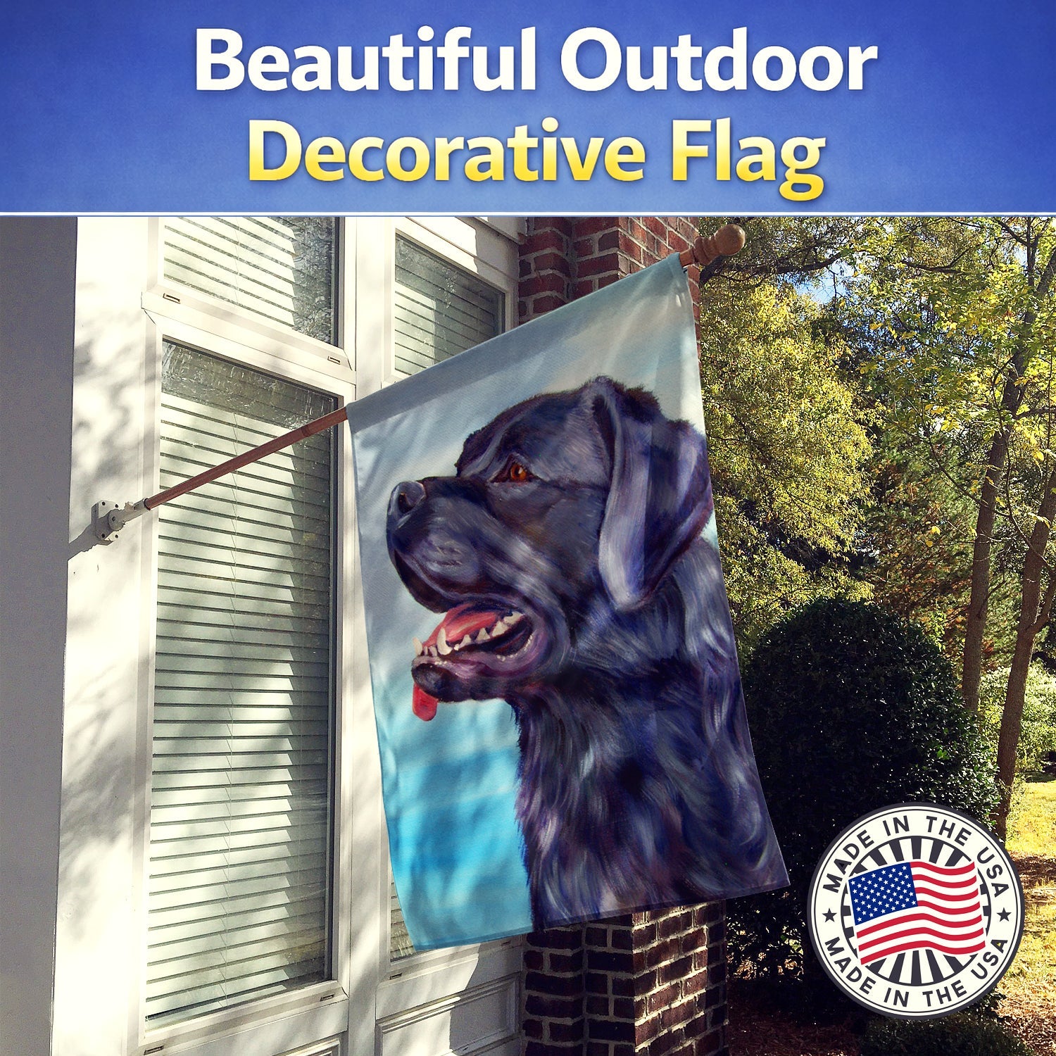 Black Labrador Retriever House Flag 28x40 Porch Sleeve Pole Decorative Outside Yard Banner Artwork Wall Hanging, Polyester