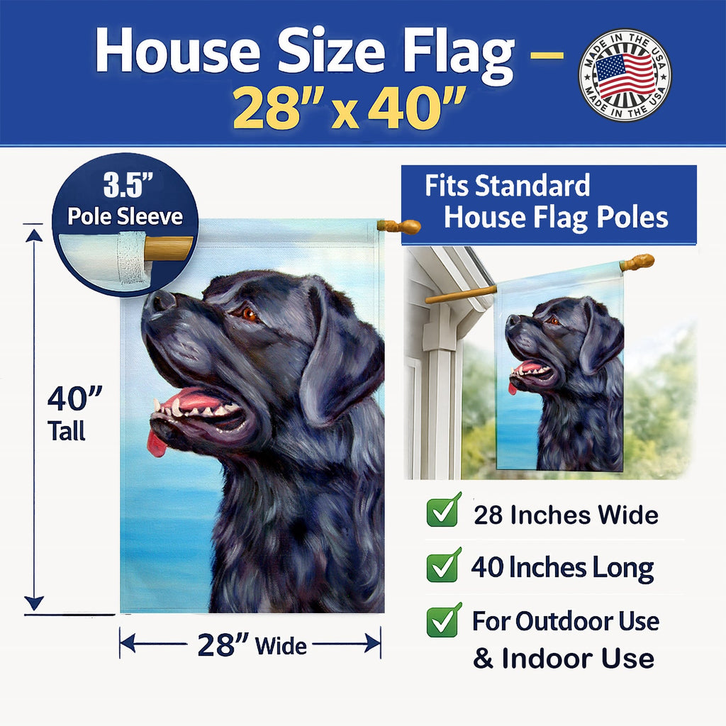 Black Labrador Retriever House Flag 28x40 Porch Sleeve Pole Decorative Outside Yard Banner Artwork Wall Hanging, Polyester