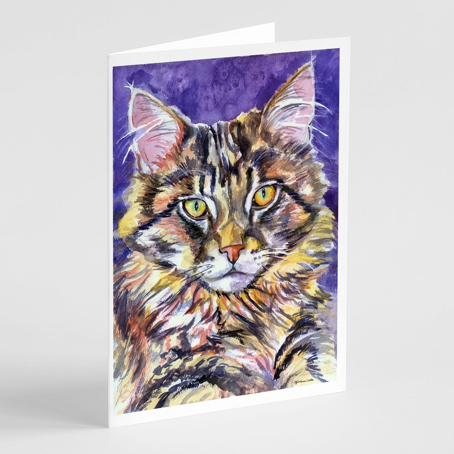 Maine Coon Sassy Greeting Cards Pack of 8 Blank Cards with Envelopes Whimsical A7 Size 5x7