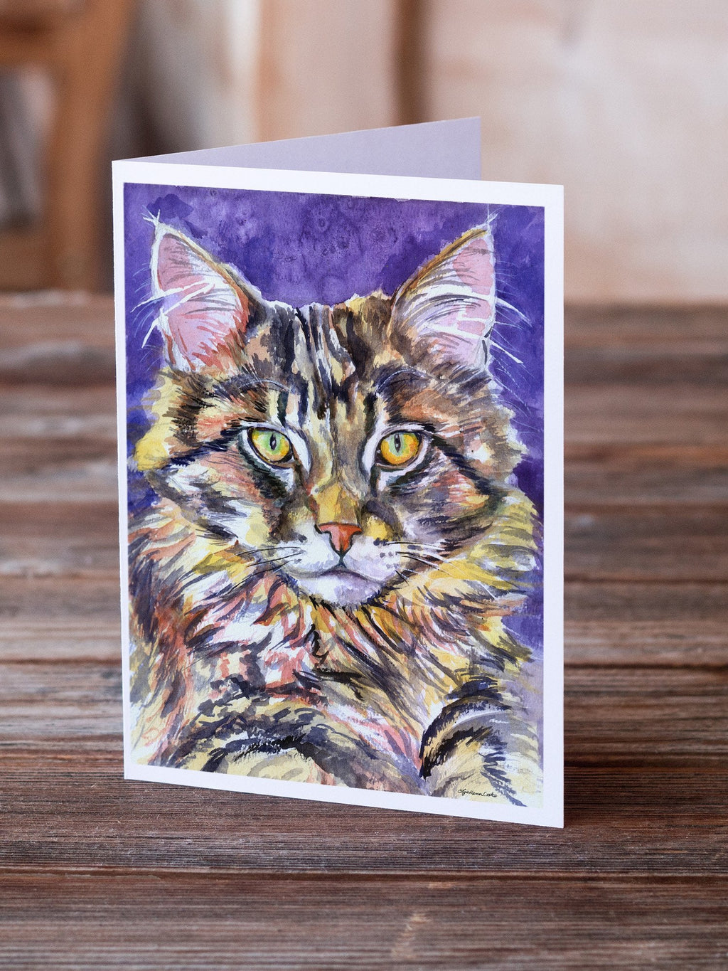 Maine Coon Sassy Greeting Cards Pack of 8 Blank Cards with Envelopes Whimsical A7 Size 5x7