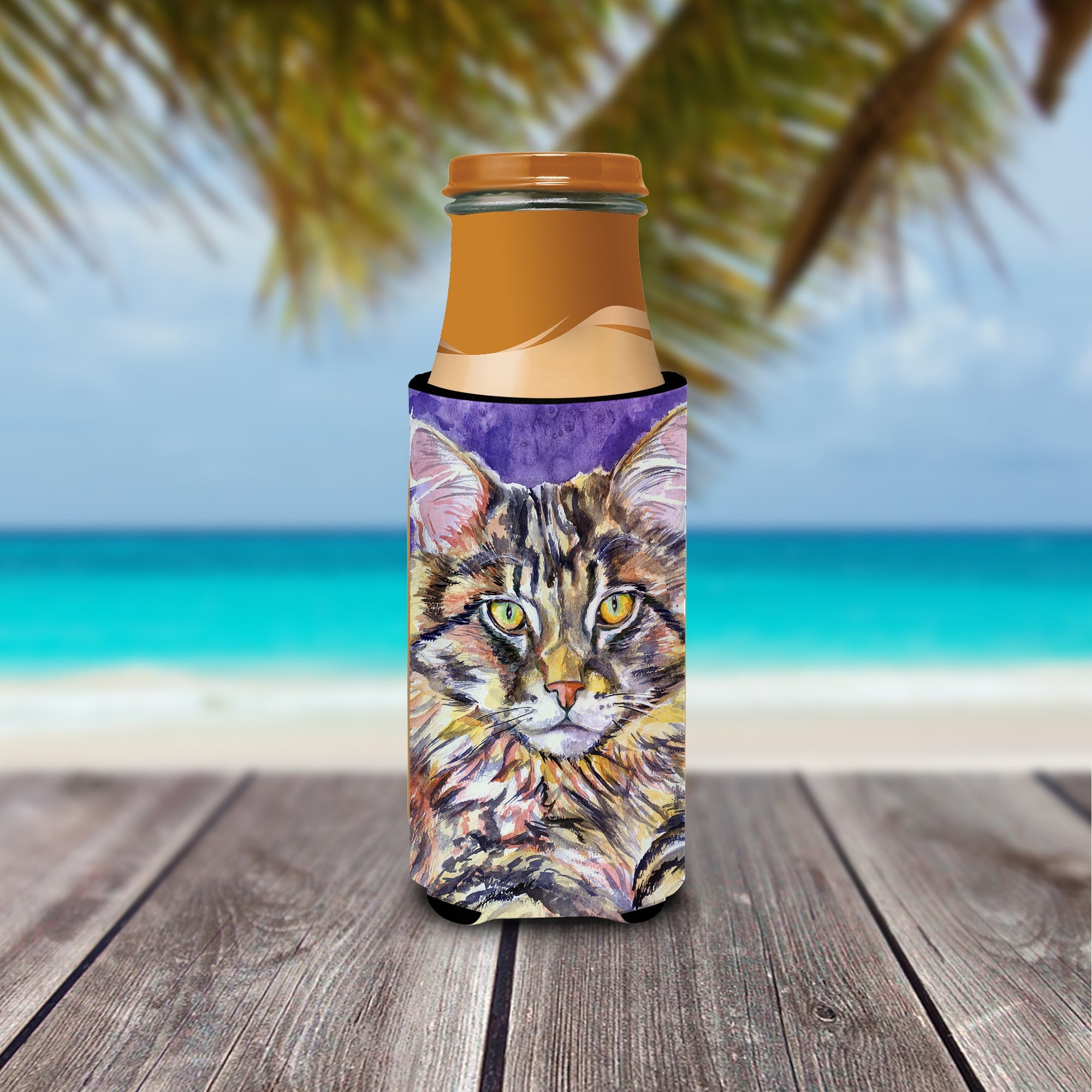 Maine Coon Sassy Slim Can Hugger , Insulated Foam Hugger for 12 oz Slim Cans, Beer Bottles & Water Bottles, Printed in USA