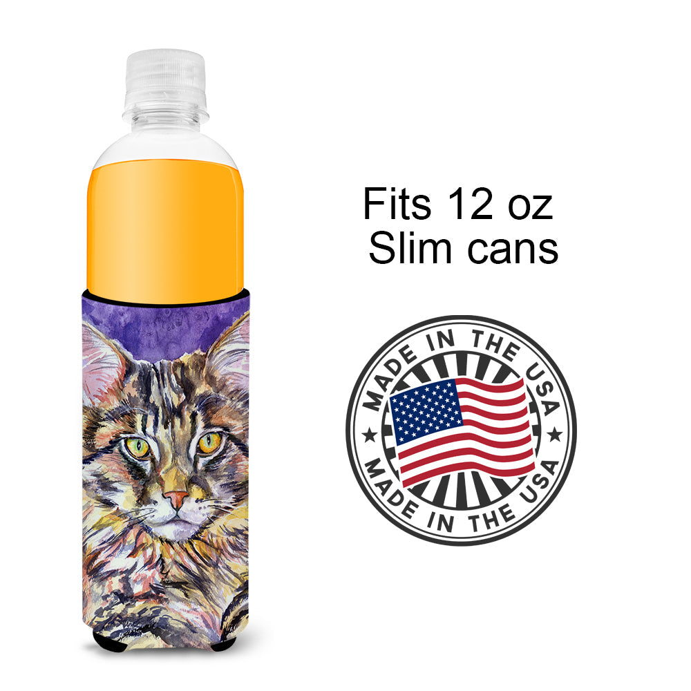 Maine Coon Sassy Slim Can Hugger , Insulated Foam Hugger for 12 oz Slim Cans, Beer Bottles & Water Bottles, Printed in USA