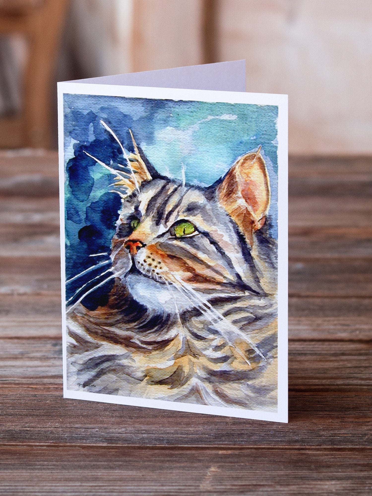 Maine Coon Sissy Greeting Cards Pack of 8 Blank Cards with Envelopes Whimsical A7 Size 5x7