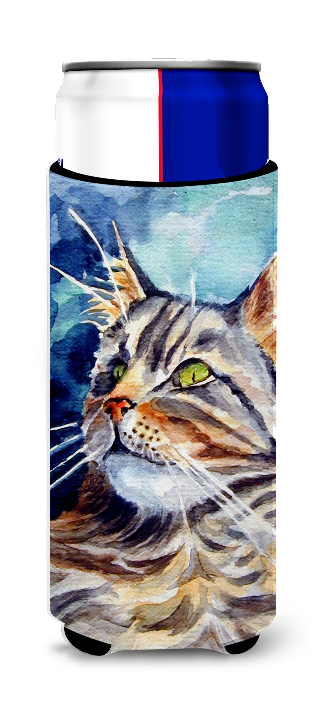Maine Coon Sissy Slim Can Hugger , Insulated Foam Hugger for 12 oz Slim Cans, Beer Bottles & Water Bottles, Printed in USA