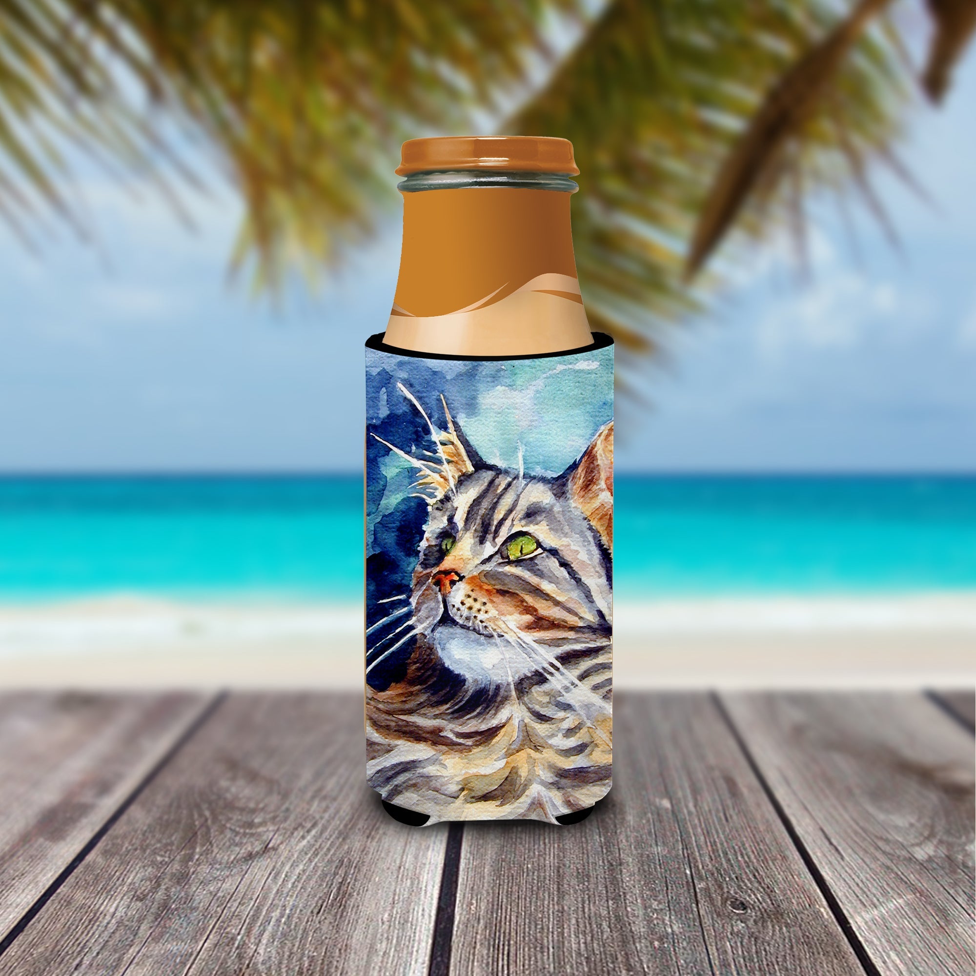 Maine Coon Sissy Slim Can Hugger , Insulated Foam Hugger for 12 oz Slim Cans, Beer Bottles & Water Bottles, Printed in USA