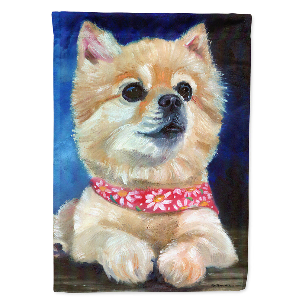 Fancy Bandana Pomeranian Puppy House Flag 28x40 Porch Sleeve Pole Decorative Outside Yard Banner Artwork Wall Hanging, Polyester
